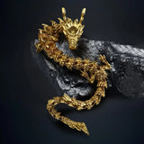 3D Printed Chinese Dragon Figurine – Movable Articulated Golden Loong Model for Desk Display & Home Decoration