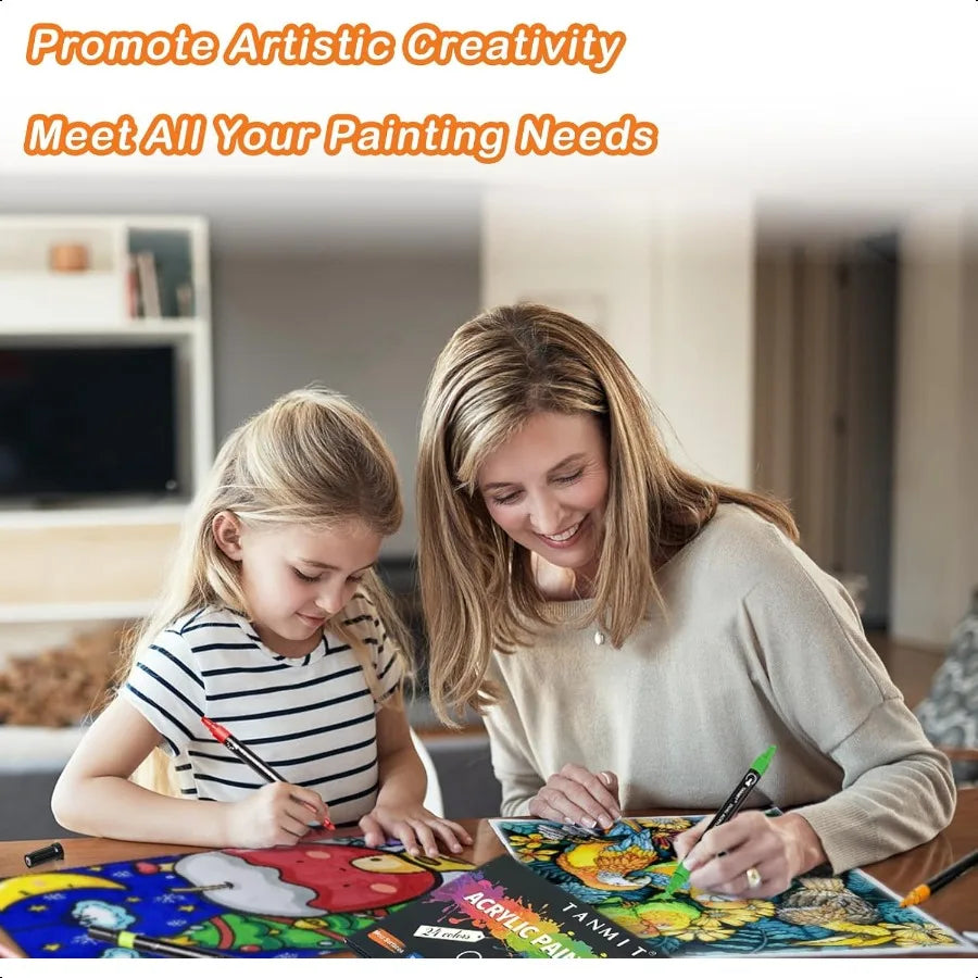 24-Color Dual-Tip Acrylic Paint Pens – Multi-Surface DIY Art Markers