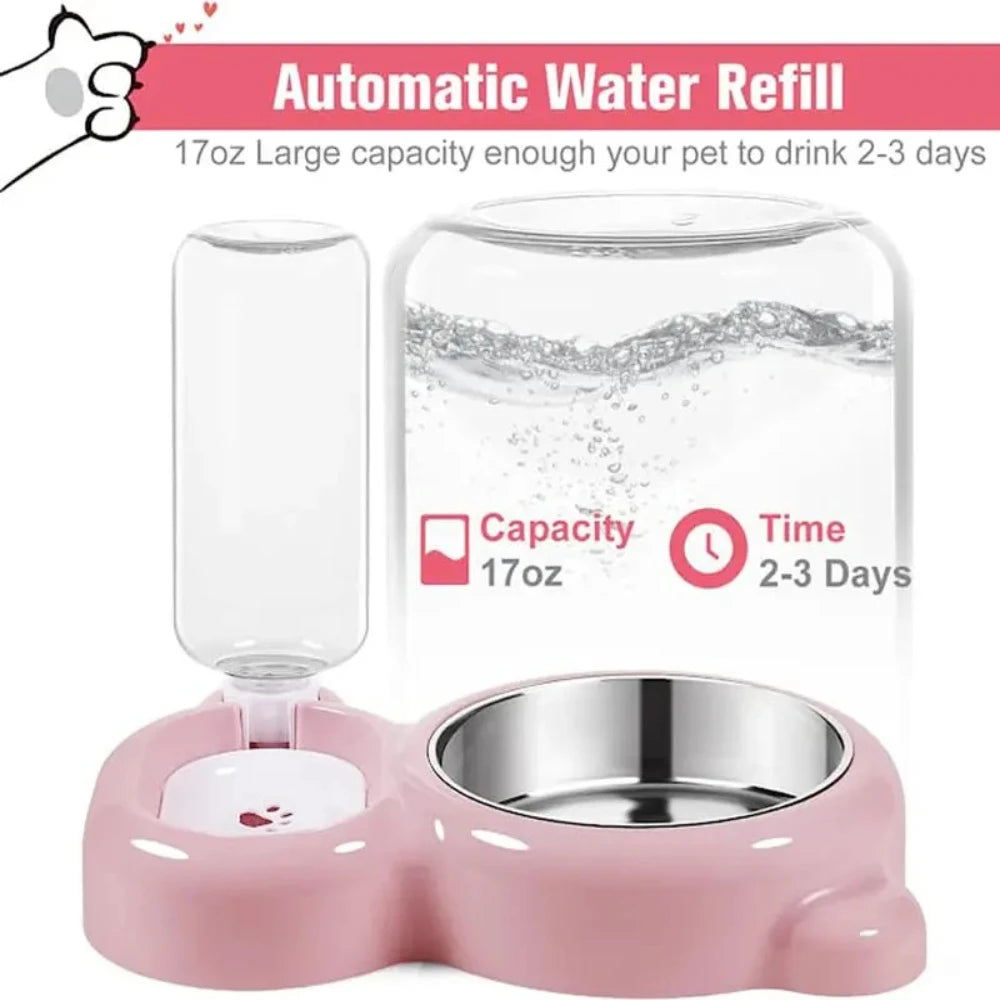 Auto Leak-Proof Pet Water Dispenser & Double Bowl Set – Durable Easy-Clean Feeding Station for Cats & Dogs