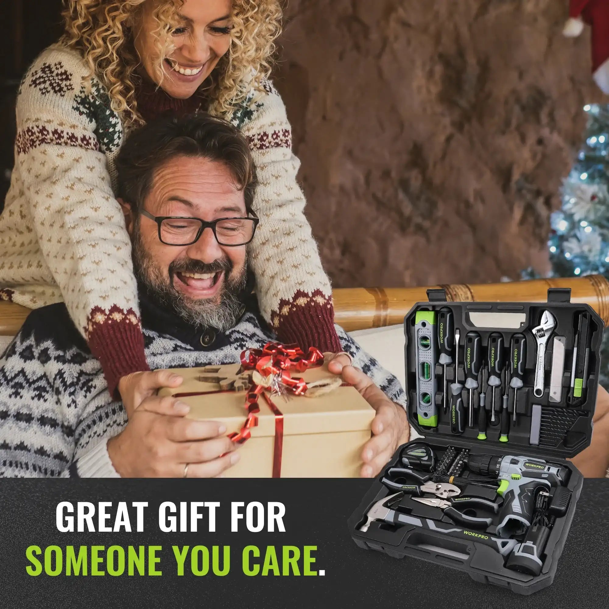 WORKPRO 108-Piece Home Tool Kit with 12 V Electric Drill/Driver & 3/8″ Keyless Chuck