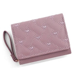 Women’s Heart Embroidered Short Wallet – Triple Fold PU Leather Purse with Multi-Card Slots & Large Capacity