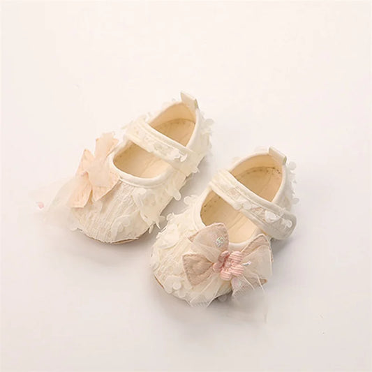 Adorable Baby Girl Bow Flats – Petal Design Infant Shoes with Soft Sole for Parties, Festivals & Baby Showers