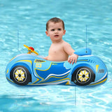 Baby Swim Float for 1-Year-Old – Sports Car Shape Inflatable Ring with Steering Wheel & Sunshade