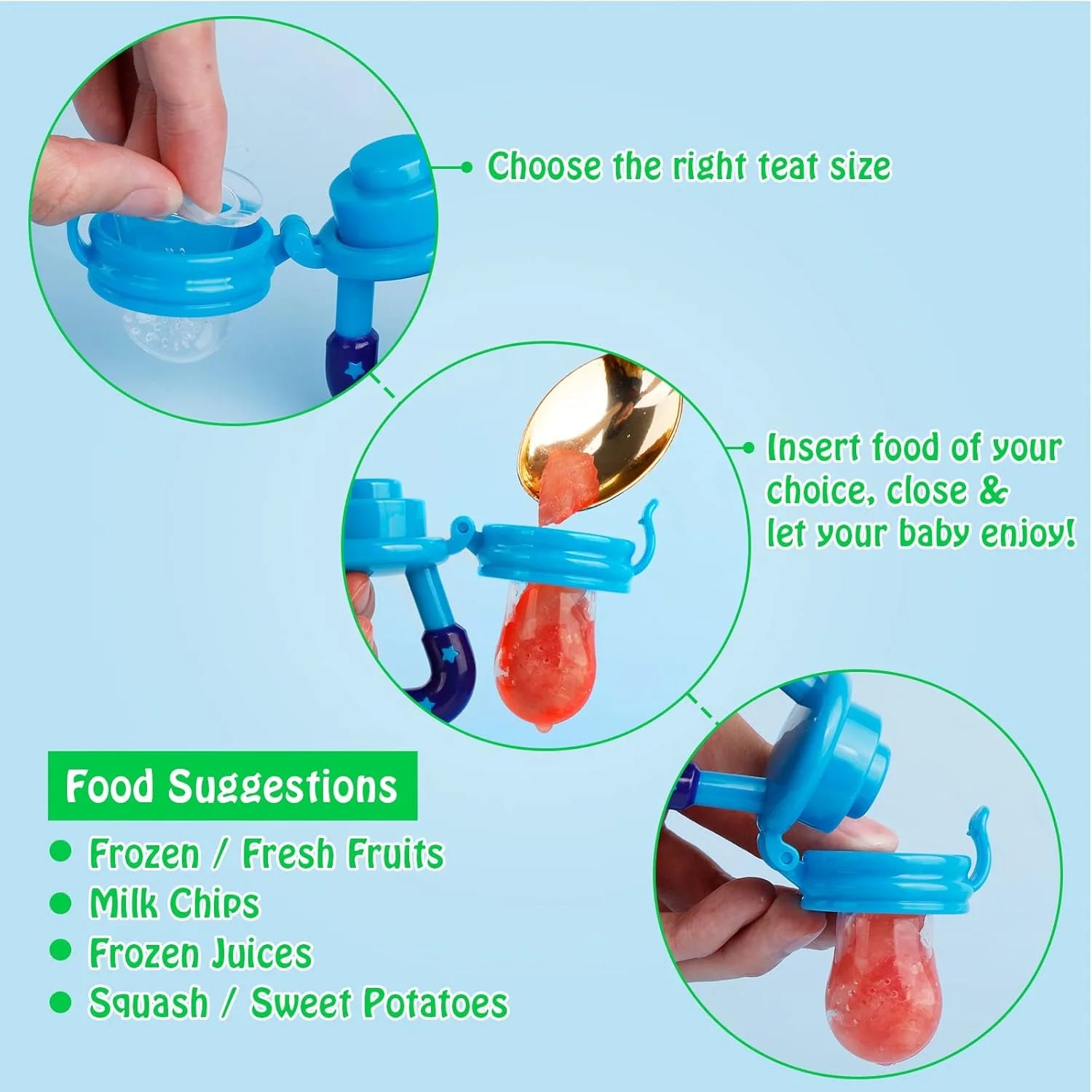 Baby Fruit Feeder Pacifier – 2 Pack Mesh Teething Toys for Infants, Safe Food Feeder for Appetite Stimulation & Gum Relief