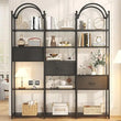 5-Tier L-Shaped Corner Bookcase – White & Gold Modern Display Shelf with Adjustable Feet & Anti-Tip Design