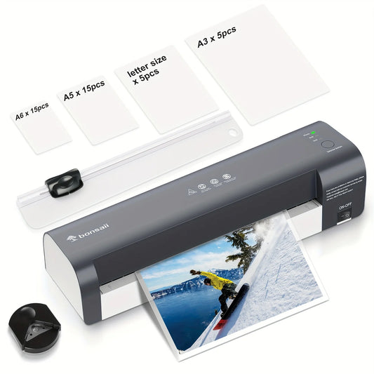 Bonsaii 4-in-1 13″ Laminator – Never-Jam Tech, NTC Temperature Control & 40 Self-Cutting Sheets
