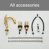 Gold Swan Deck-Mounted Basin Mixer Faucet – Dual Crystal Handle Hot & Cold Tap