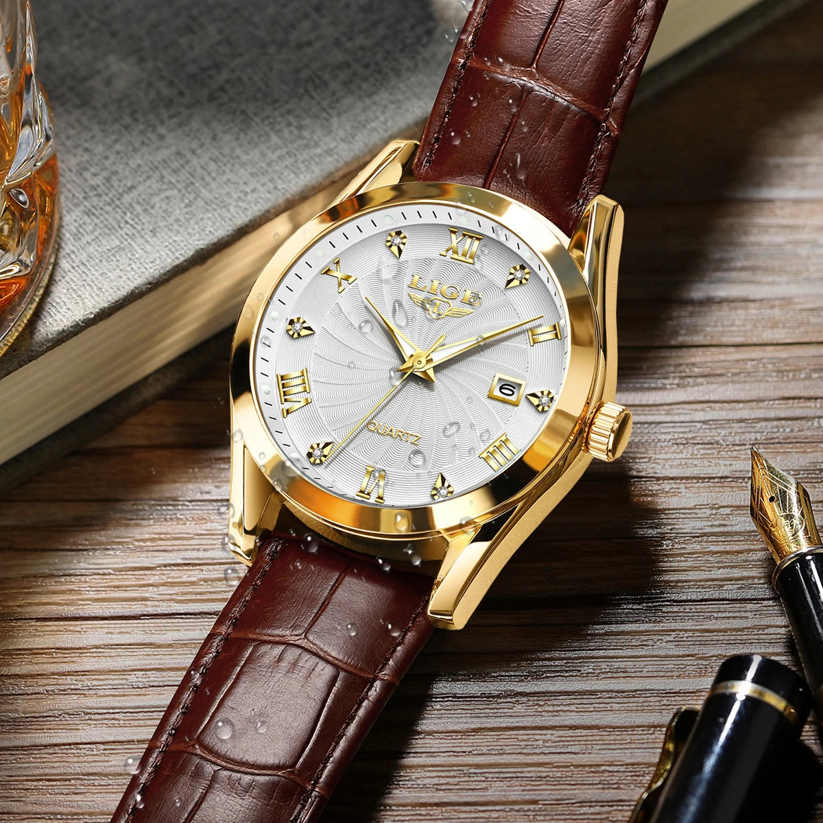 2025 LIGE Men’s Waterproof Luxury Watch – Luminous Leather Quartz Sports Wristwatch for Men ⌚✨