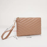 Women’s PU Leather Solid-Color Clutch & Satchel Bag – Business Zipper Handbag