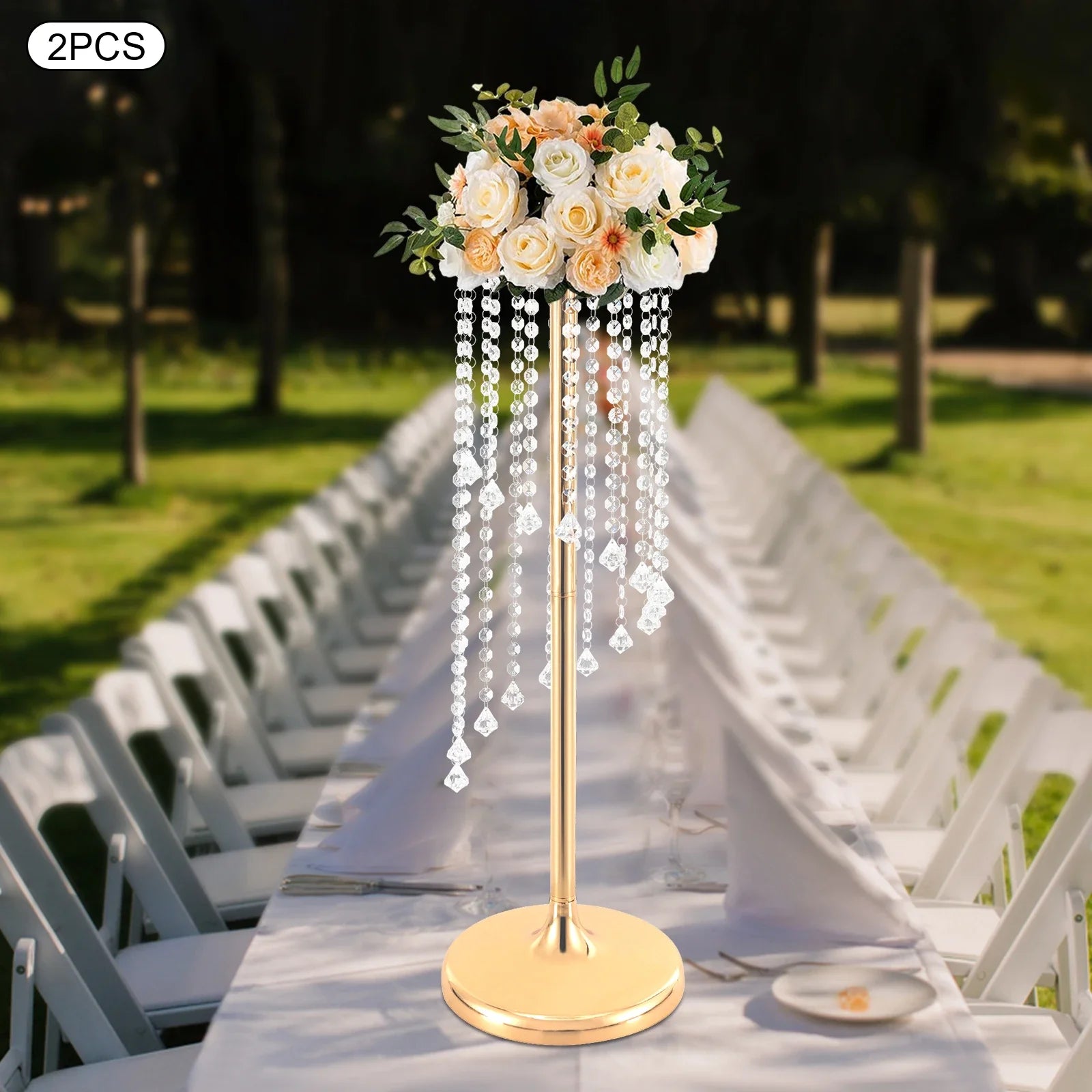 2PCS Large Gold Flower Vases – 70cm Tall Wedding Centerpieces for Table, Desk & Elegant Home Décor