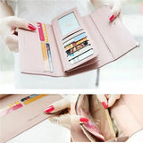 Women’s Long PU Leather Trifold Wallet – Elegant Card Holder Clutch Purse & Mobile Handbag