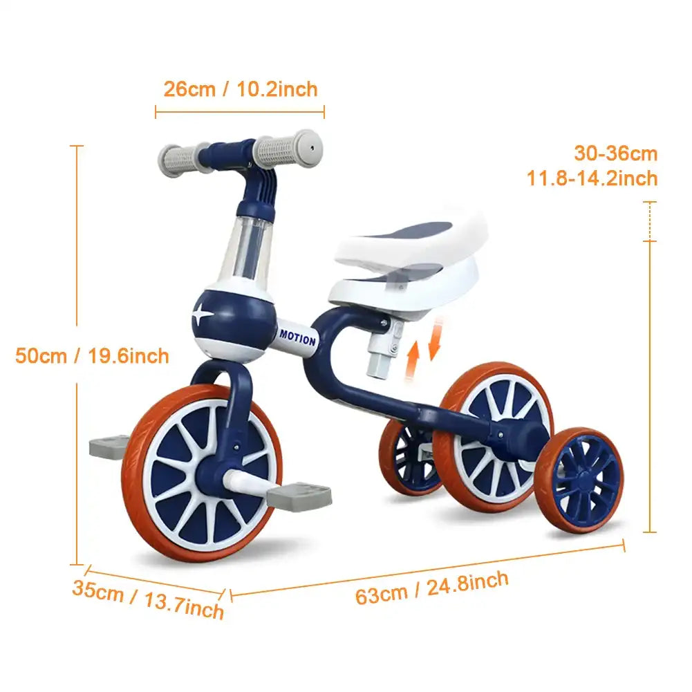 4-Wheel Toddler Tricycle Riding Toy for Ages 1-4 – Balance Training Bike for Boys & Girls