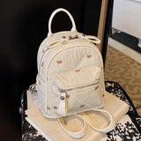 Women’s Bowknot Embroidery Backpack — Large-Capacity Trendy School, Outdoor & Picnic Rucksack