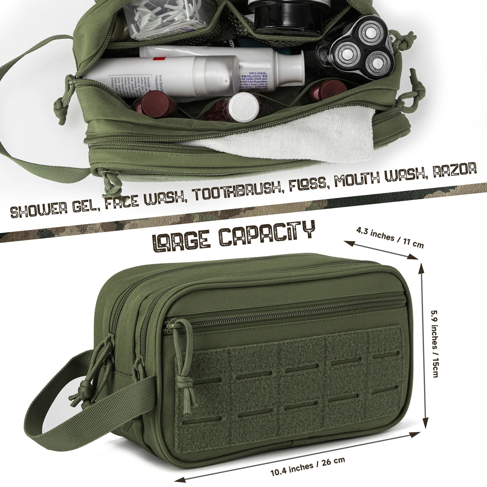 Tactical Men’s Toiletry Bag – MOLLE Hygiene Shaving Kit | Travel Dopp Kit & Compact Shower Organizer