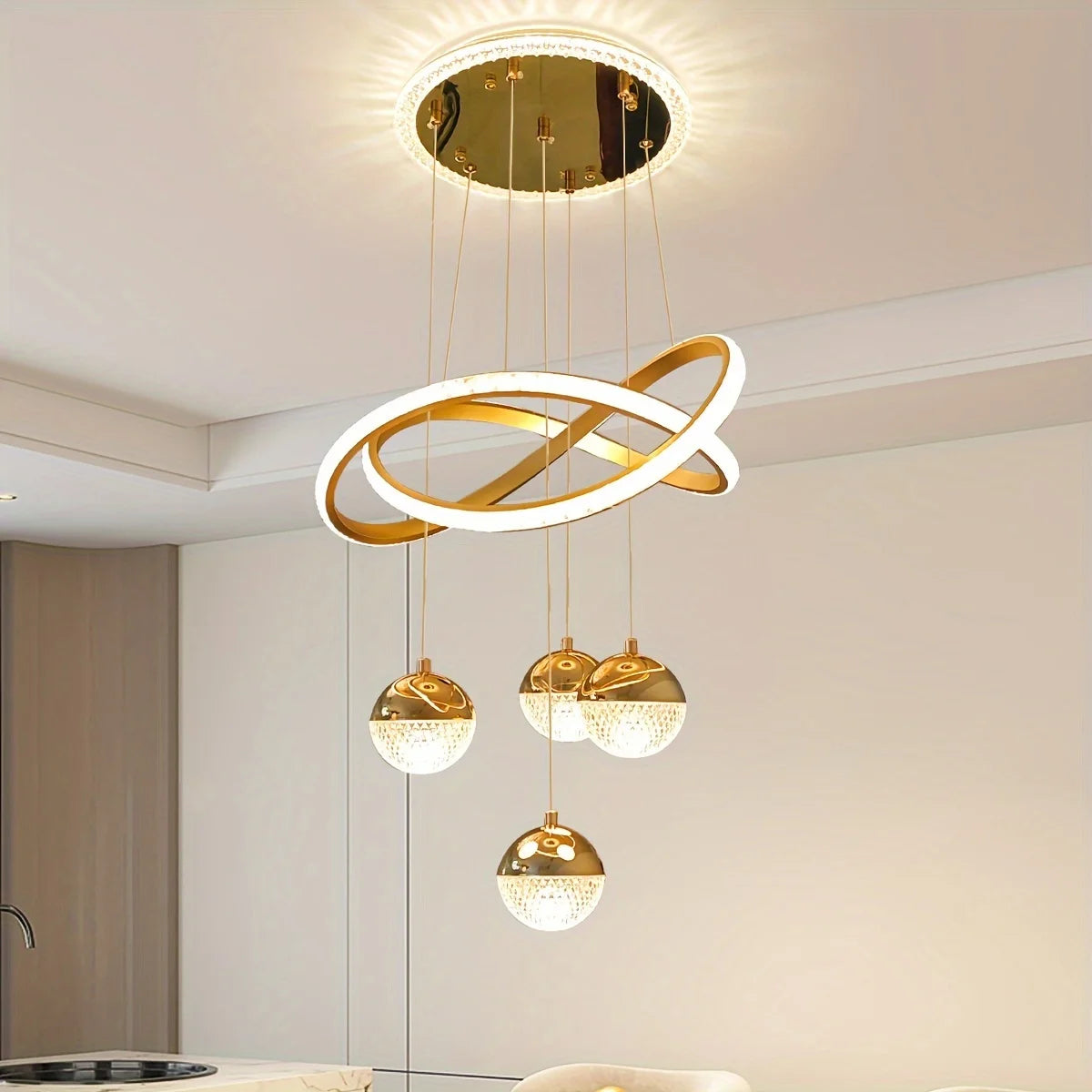 Modern LED Restaurant Lamp – 3-Color Dimmable Dining Room Chandelier for Home, Bar & Store