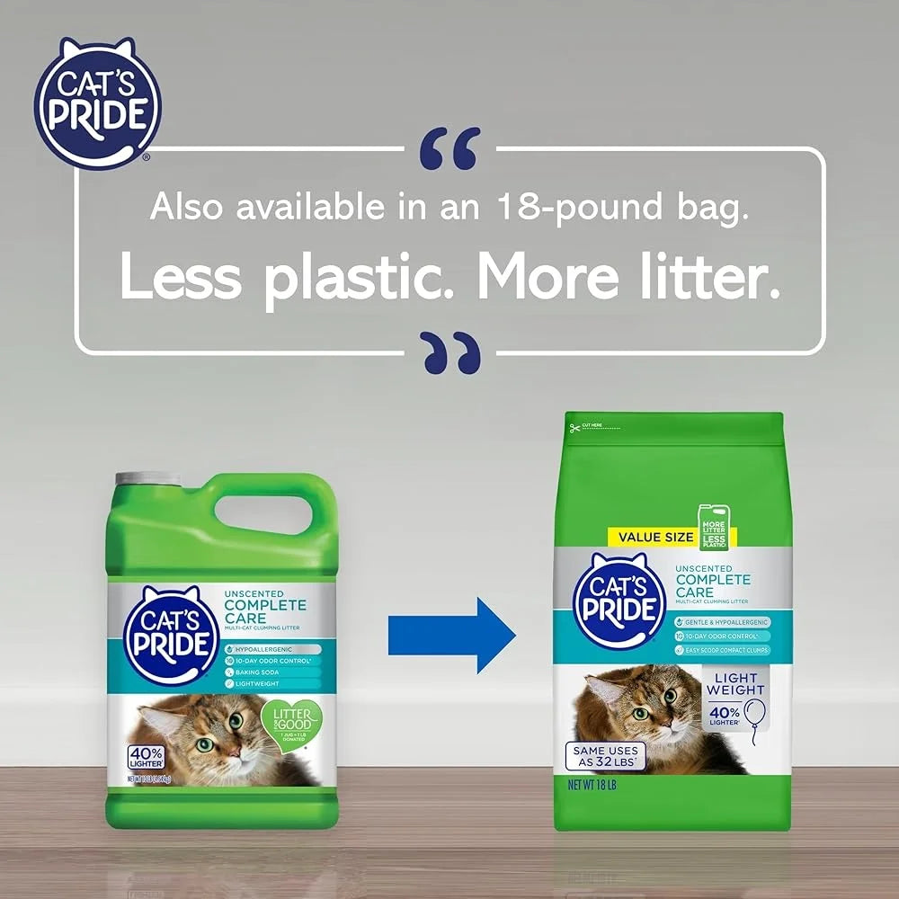 Premium Lightweight Clumping Cat Litter – Hypoallergenic, Unscented Multi-Cat Formula with 10-Day Odor Control