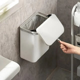 Wall-Mounted White Space-Saving Trash Bin for Kitchen – Durable Plastic Multi-Functional Waste Storage