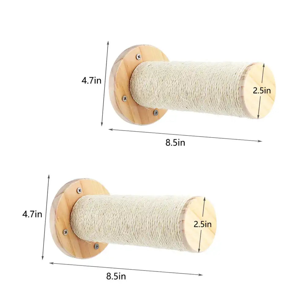 Cat Climbing Shelf – Wall-Mounted Four-Step Stairway with Sisal Scratching Post, Tree Tower Platform for Jumping & Climbing Pet Furniture