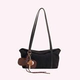 Women’s Suede Flap Under-Arm Satchel – Large Capacity Solid Clutch & Shoulder Bag