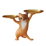 Resin Cat Storage Tray Statue – Artistic Kitten Jewelry Holder & Decorative Sculpture | Modern Home & Office Décor