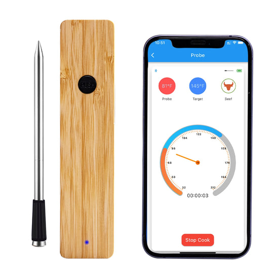Rayfurn Smart Meat Thermometer – Wireless Bluetooth BBQ Thermometer with Rechargeable Battery & Accurate Food Temperature Measurement