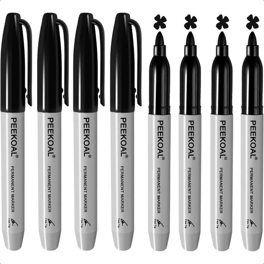 8-Pack Black Permanent Markers – Fine-Tip, Quick-Dry, Water-Resistant Ink Pens for Office & School ✍️