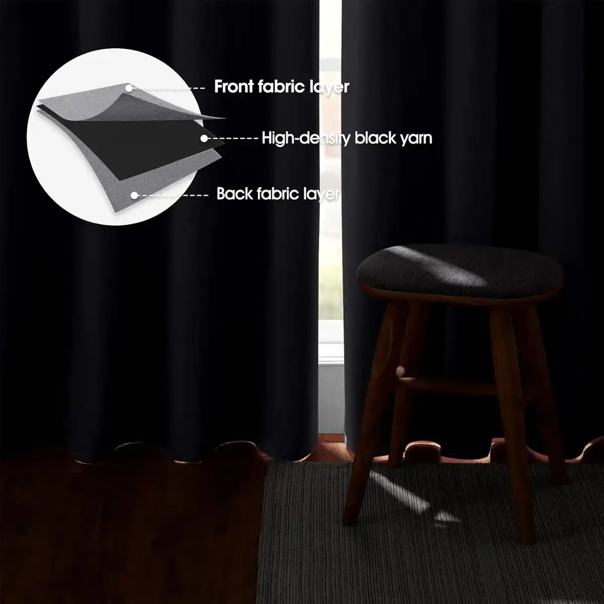4PCS Blackout Curtains – Thermal Insulated Noise Reduction Grommet Panels for Bedroom & Living Room