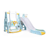 4‑in‑1 Toddler Playground Set – Swing, Slide, Climber & Basketball Hoop Indoor/Outdoor Playset (Blue)