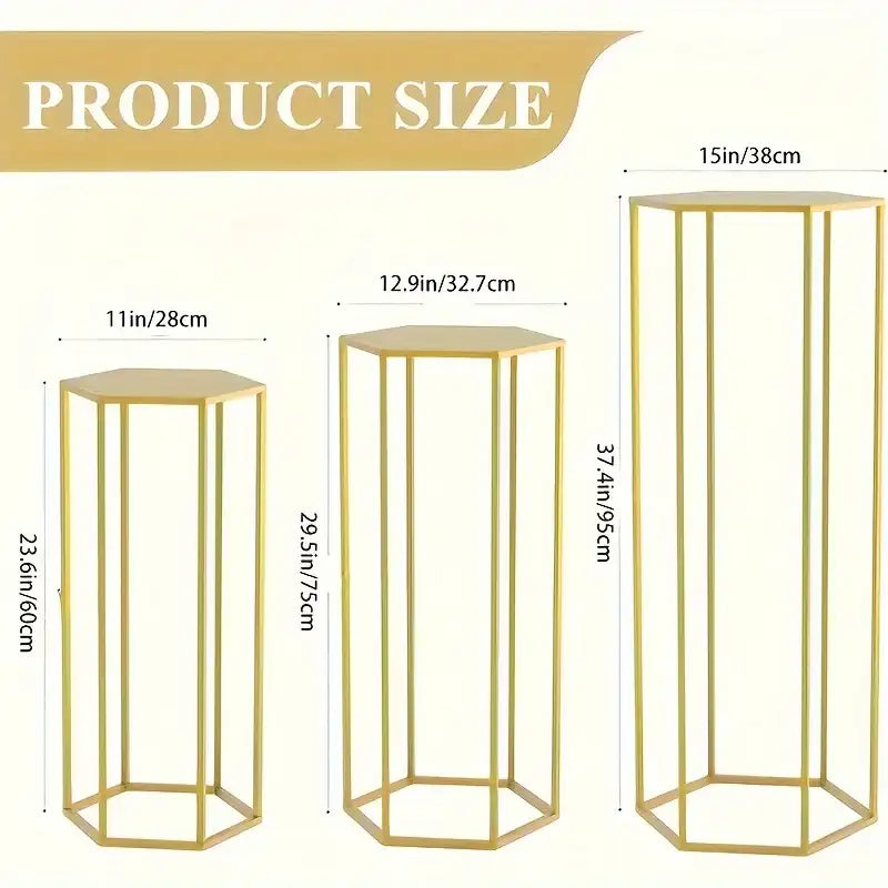 Large 6-Sided 3-Piece Hexagon Storage Rack Set – Display Shelves for Vases, Decorations & Party Tables