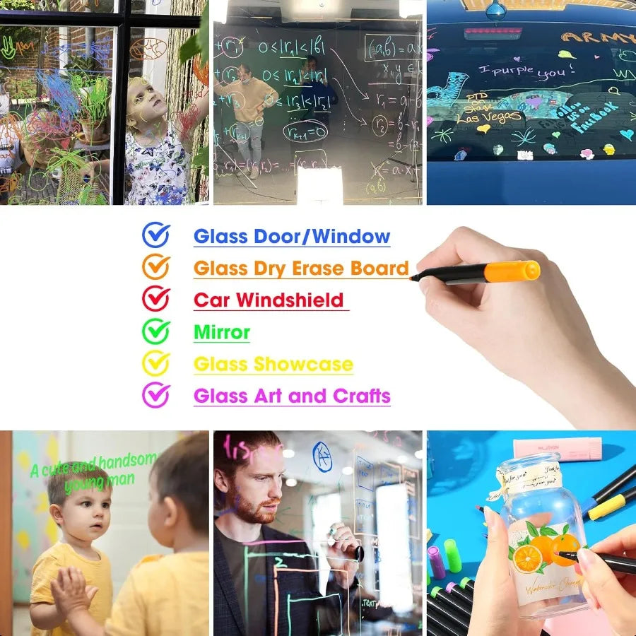 Liquid Chalk Markers – Vibrant Erasable Pens for Acrylic Calendars, Glass Boards, Windows & Mirrors