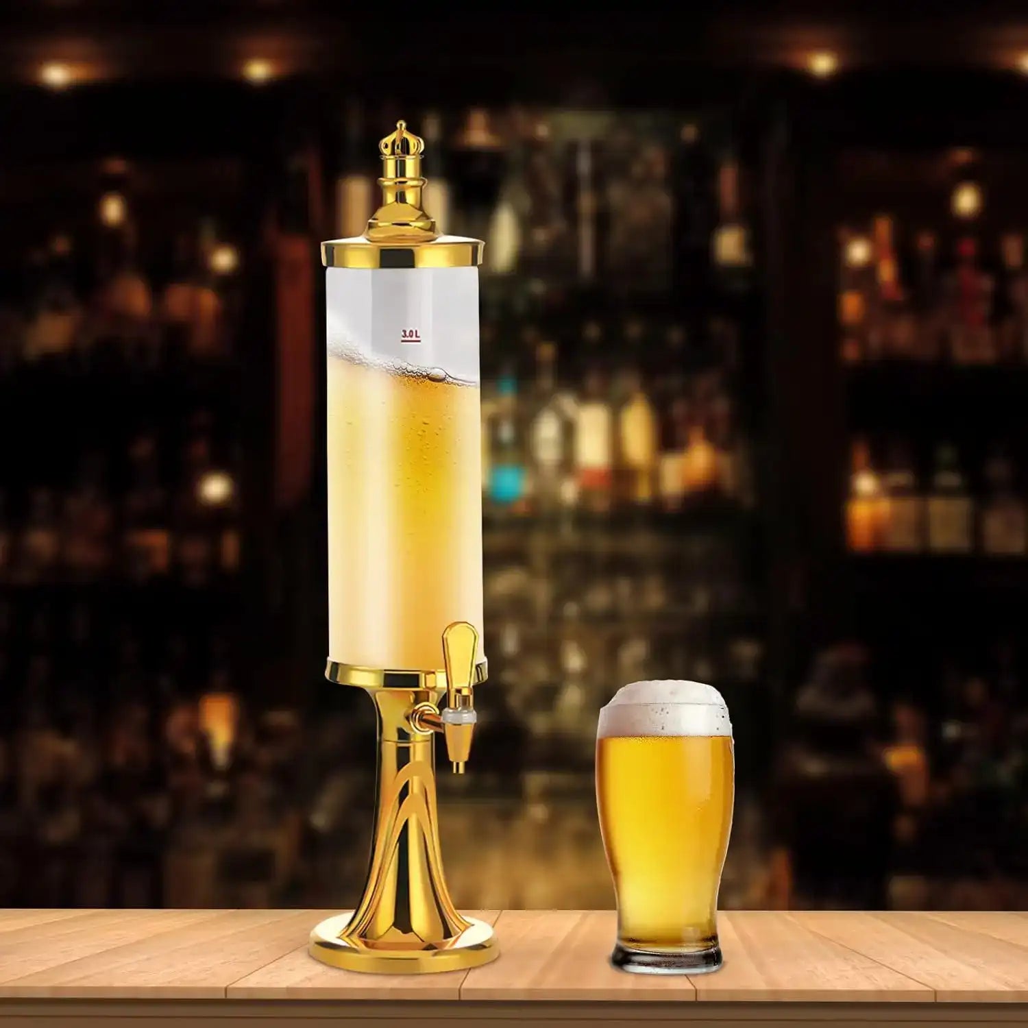 3 L Drink Tower Beverage Dispenser with LED Lights & Ice Tube – Home Party Beer & Drink Tower 🍹✨