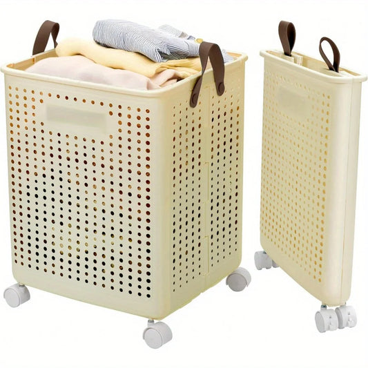 66.5 L Foldable Laundry Basket with Wheels – XL Collapsible Storage Bin for Clothes & Toys