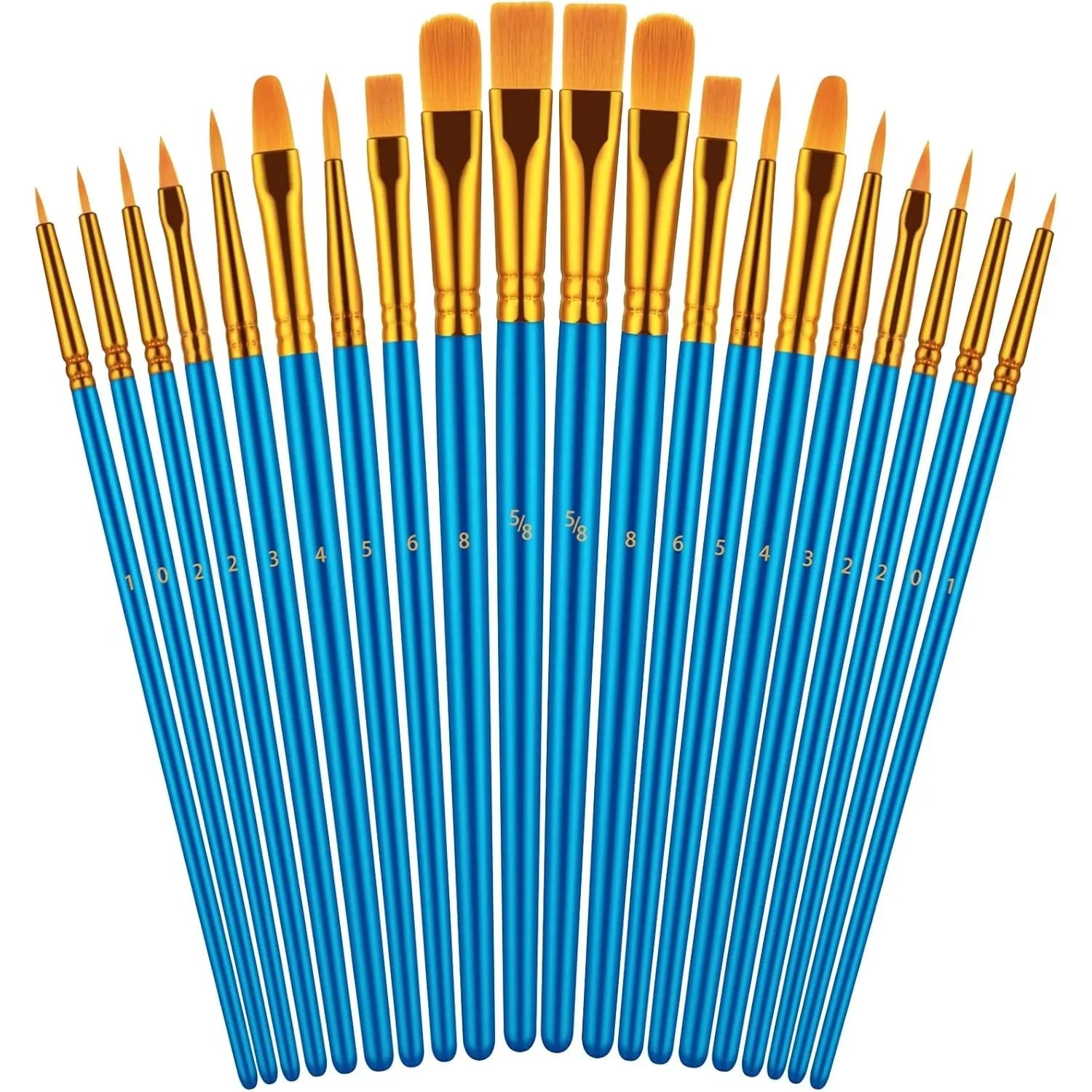 Artist Paint Brushes Set – 20 Brushes for Oil, Watercolor & Acrylic Painting on Canvas, Rock & Face (Blue)