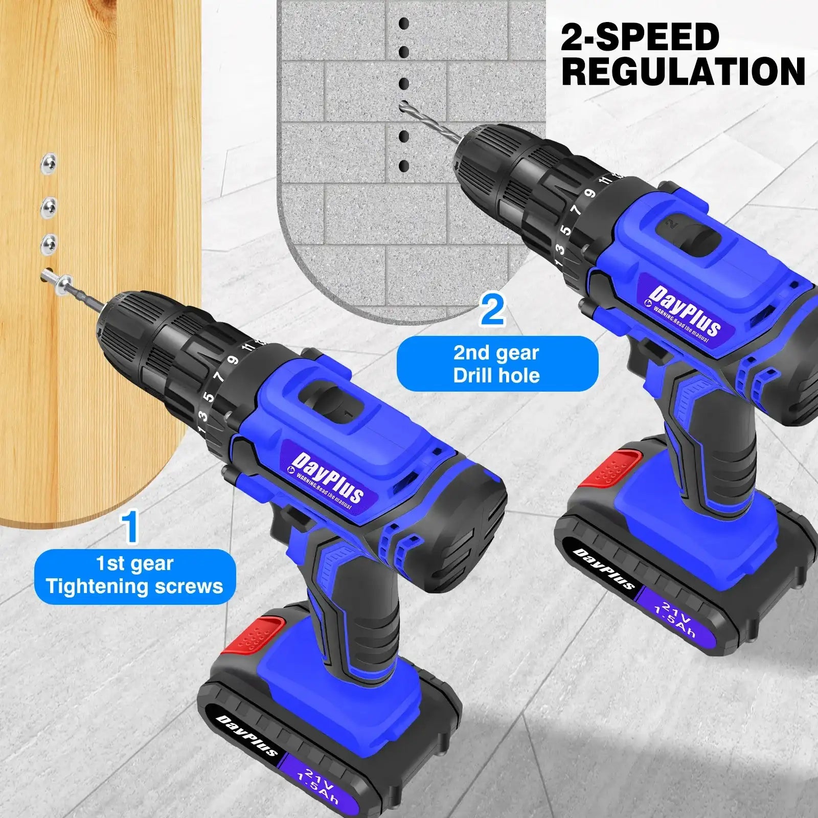 21 V Cordless Power Drill Set – Handheld Screwdriver Drill with 25 + 1 Torque Settings, 1.5Ah Li-Ion Battery & Fast Charger