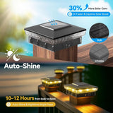 Solar Post Cap Lights (2-Pack) – Waterproof Outdoor Fence & Deck Lights | Fits 4x4 / 5x5 Wooden & Vinyl Posts | 10–12 Hours Runtime