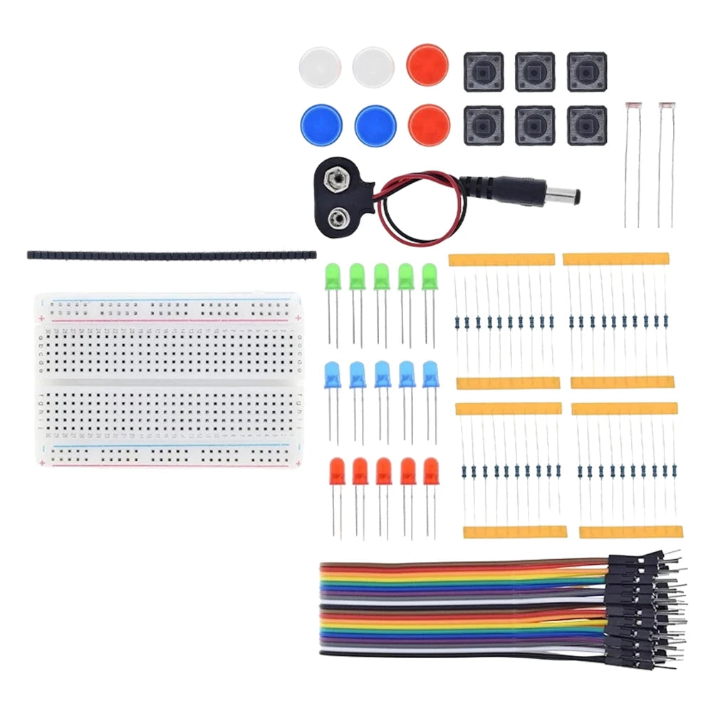13-in-1 Mini Breadboard Starter Kit – USB Power + 3-Color LEDs & Jumper Wires for Arduino DIY Lab