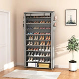 10-Tier Covered Shoe Rack – Large-Capacity Vertical Storage for 50–55 Pairs