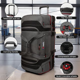 30″ Rolling Duffel Bag with Wheels & Telescopic Handle – Drop-Bottom Travel Handbag/Luggage Bag for Men & Women