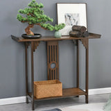 Chinese Style Hall Console Table – Solid Wood Entryway Accent Table with Drawer & Storage Shelf 🪵🏠
