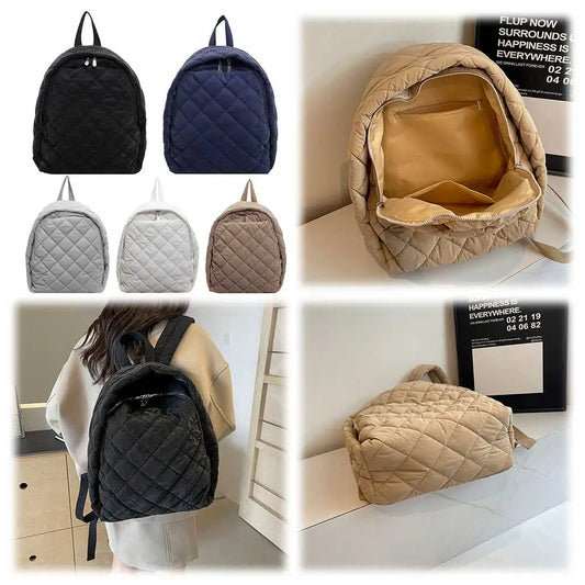 Quilted Nylon Backpack – Unisex Laptop Bookbag for School, Work & Travel 🎒