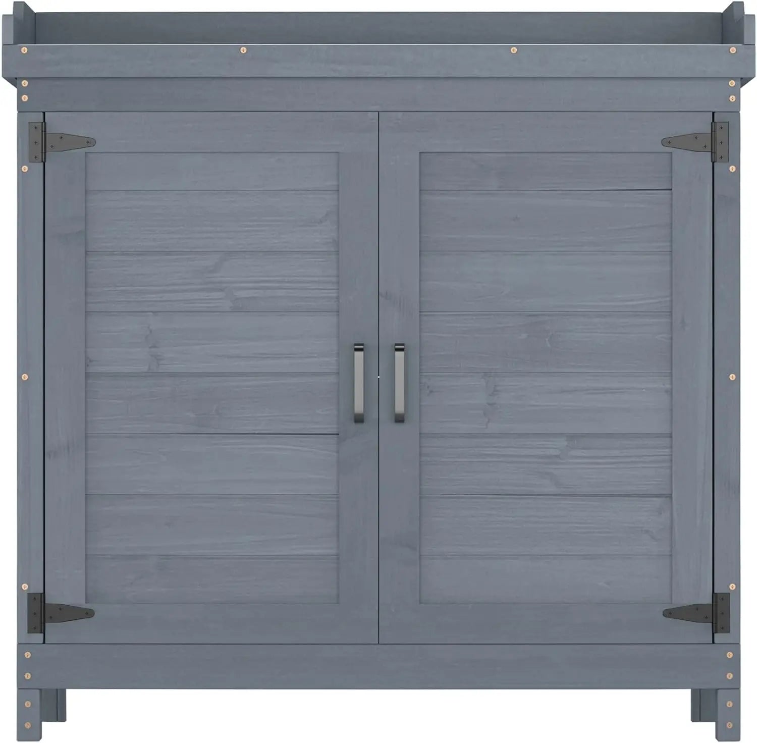 Outdoor Wooden Storage Cabinet – Waterproof Garden Tool Shed with Potting Bench & Work Station Table | Patio & Backyard Organizer