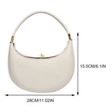 Women’s Trendy PU Leather Shoulder Bag – Half-Moon Underarm Clutch with Hasp Closure, Casual Designer Purse