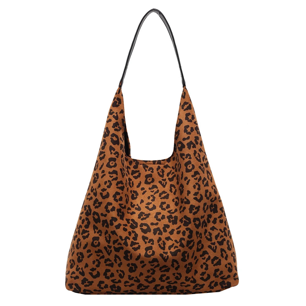 Women’s Leopard Print Top-Handle Tote & Hobo Bag Set – Large Capacity Satchel with Small Purse