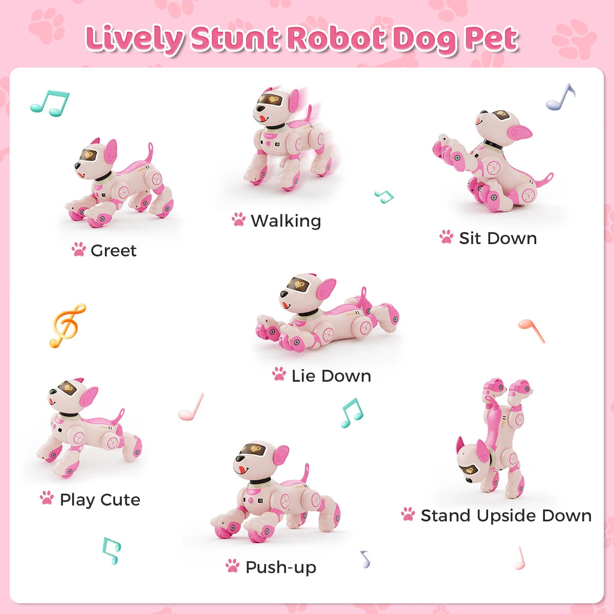 VATOS Robot Dog Toy – Interactive Voice & Remote Control Puppy with Touch Sensors, 20+ Modes, Fun Pet Toy for Kids