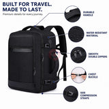25L Airplane-Approved Travel Backpack with Shoe Pouch & 15.6-Inch Laptop Compartment