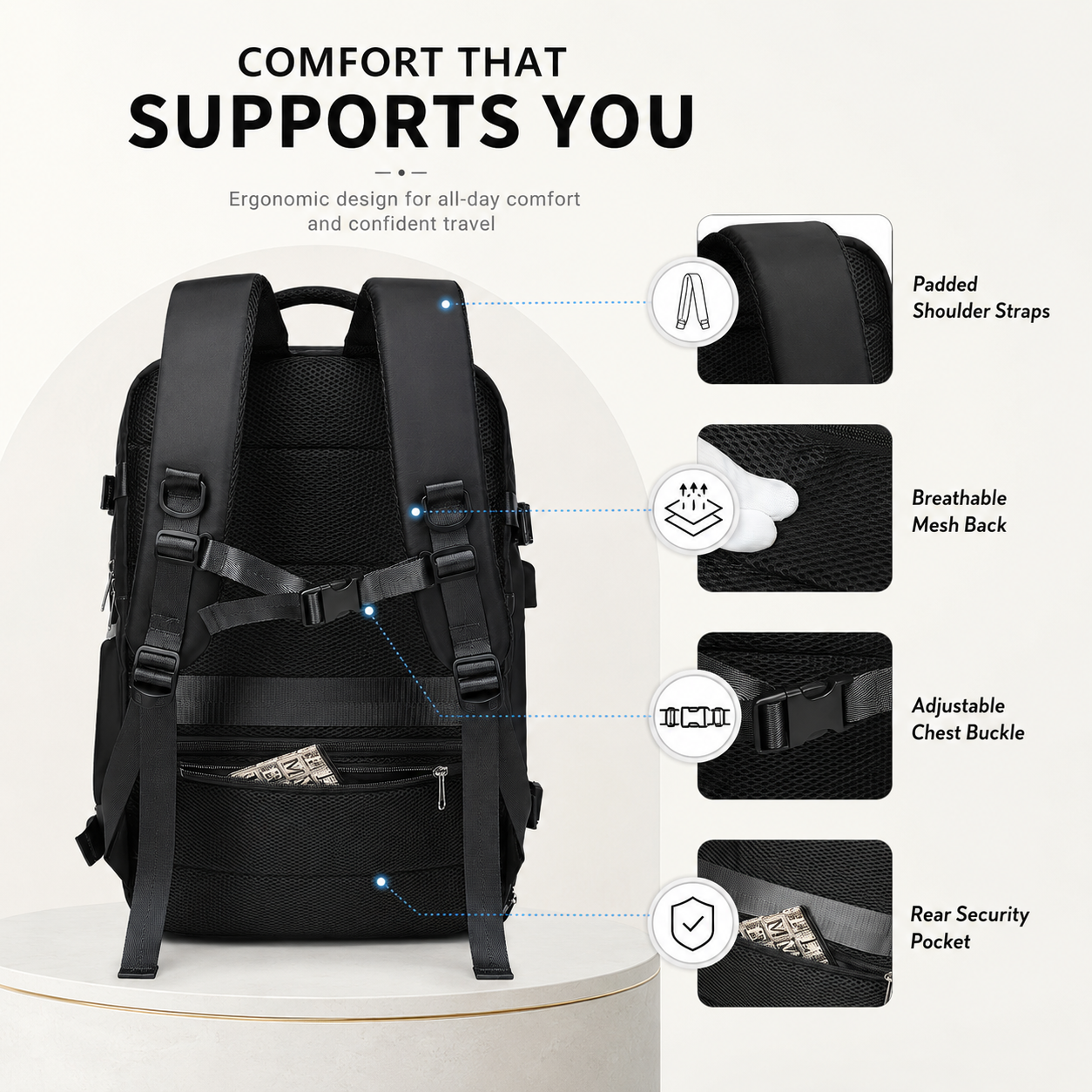 Premium Large Capacity Travel Backpack with 16-Inch Laptop Compartment