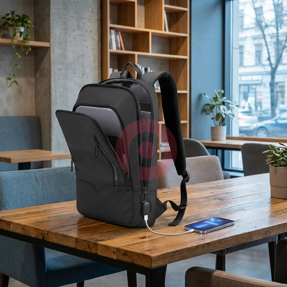 Slim Anti-Theft Business Laptop Backpack with USB Charging Port – Lightweight 15.6″ Work & Travel Backpack