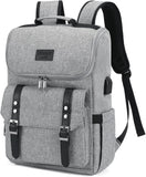 Vintage Laptop Backpack with USB Charging – Lightweight 15.6″ Travel & College Backpack