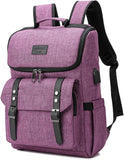 Vintage Laptop Backpack with USB Charging – Lightweight 15.6″ Travel & College Backpack