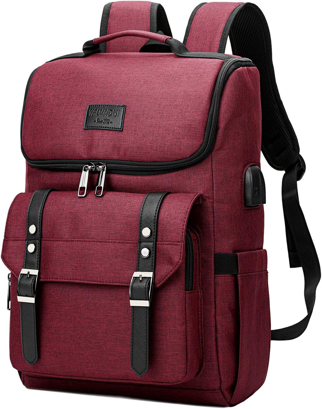 Vintage Laptop Backpack with USB Charging – Lightweight 15.6″ Travel & College Backpack